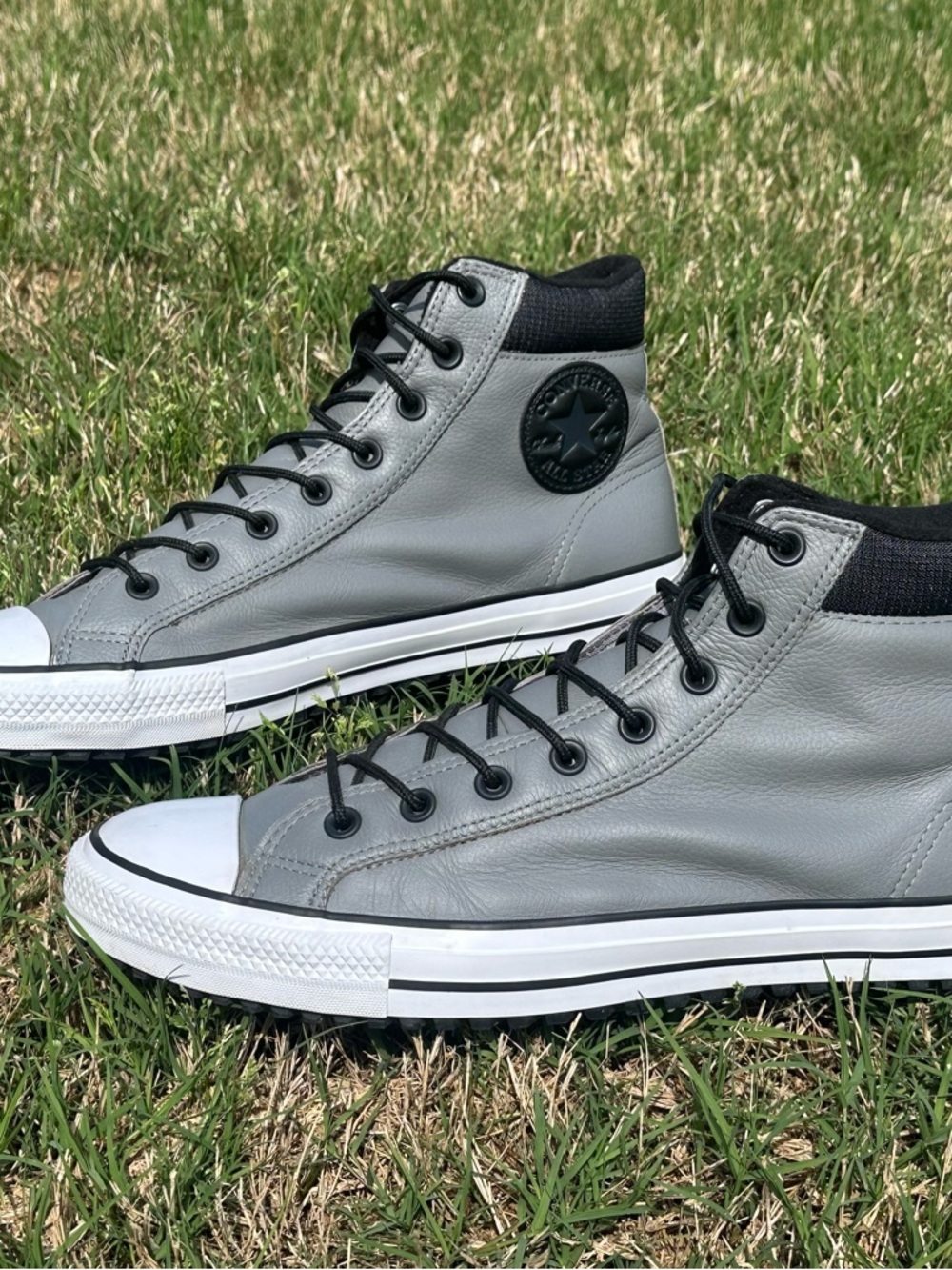 Converse Chuck Taylor Hi Sneakers Mens 11.5 Grey Leather High Top Boot Shoes